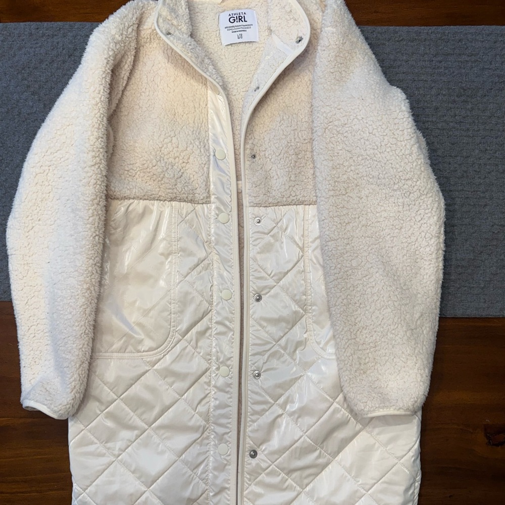 Athleta Girl Off-White Quilted Teddy Jacket
